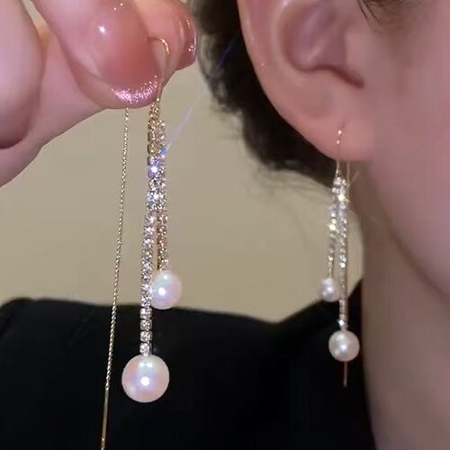 超仙气质长款高级珠珠流苏