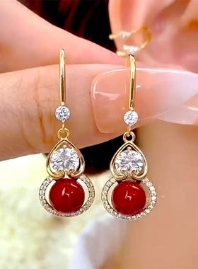 秋冬新款时尚红色葫芦耳环女轻奢高级感新年耳饰精致简约气质耳坠
