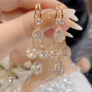 轻奢高级感夸张个性水滴耳环韩国东大门网红爆款时尚气质长款耳饰