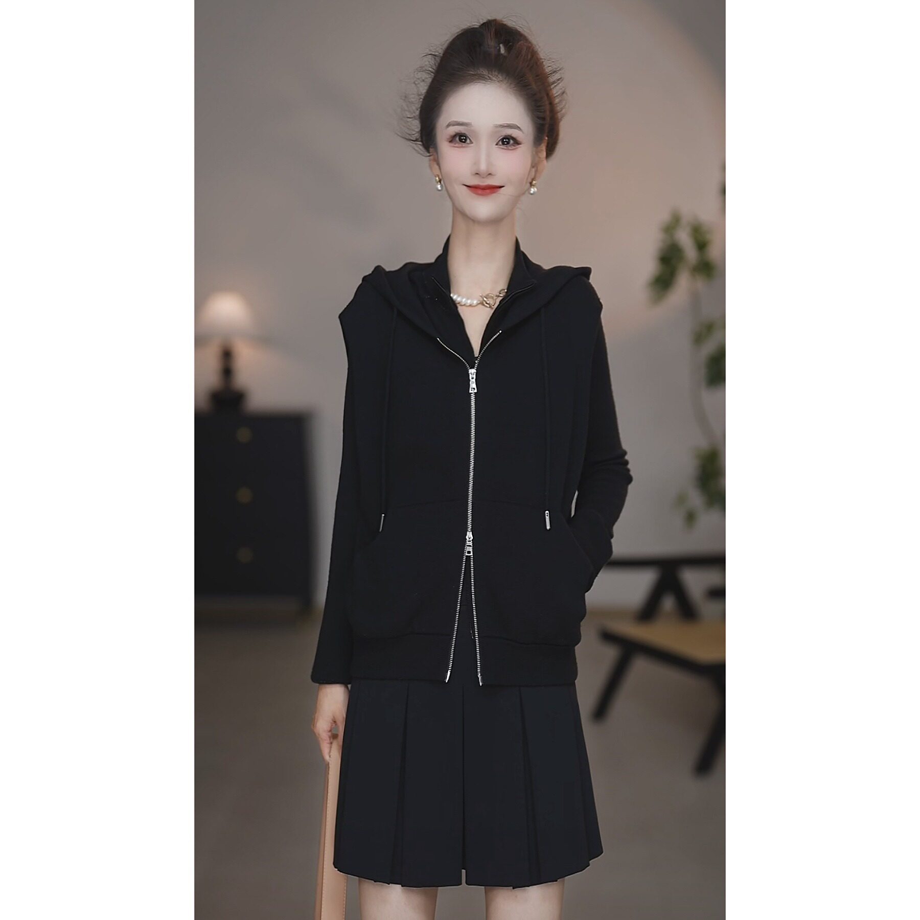 AMASS/阿玛施【官方正品】秋冬穿搭减龄叠穿抽绳连帽羊毛针织马甲