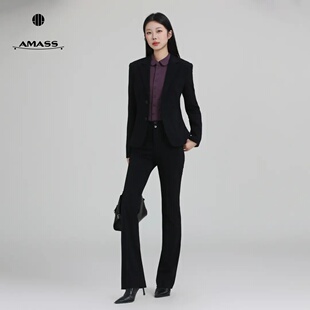 阿玛施新款轻职场高级感长袖翻领修身通勤百搭西服5400808