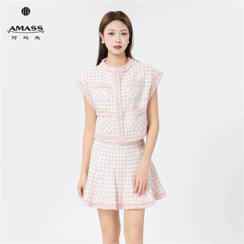AMASS阿玛施 新款气质粗花呢短款复古小香风套装女540009+520009