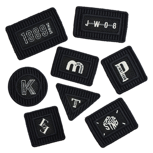 黑色水溶刺绣徽章布贴羽绒服衣服裤t恤修补破洞装饰贴字母绣花标