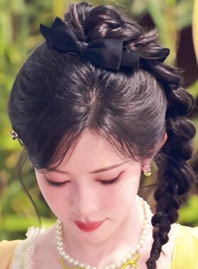 孟子义同款黑色蝴蝶结发夹法式高级感公主头顶夹发卡弹簧夹子头饰