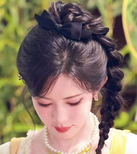 孟子义同款黑色蝴蝶结发夹法式高级感公主头顶夹发卡弹簧夹子头饰