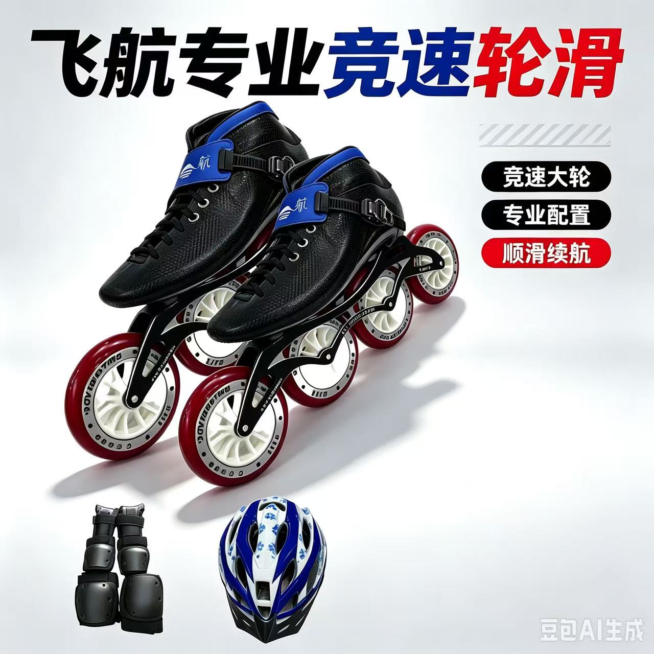 飞航专业竞速轮滑鞋 高端轮滑比赛大轮鞋 全碳鞋速度轮滑鞋
