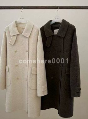 现货速发韩国东大门代购erume2025秋冬新款百搭翻领双排扣大衣