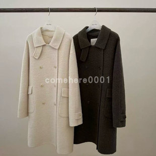 现货速发韩国东大门代购erume2025秋冬新款百搭翻领双排扣大衣