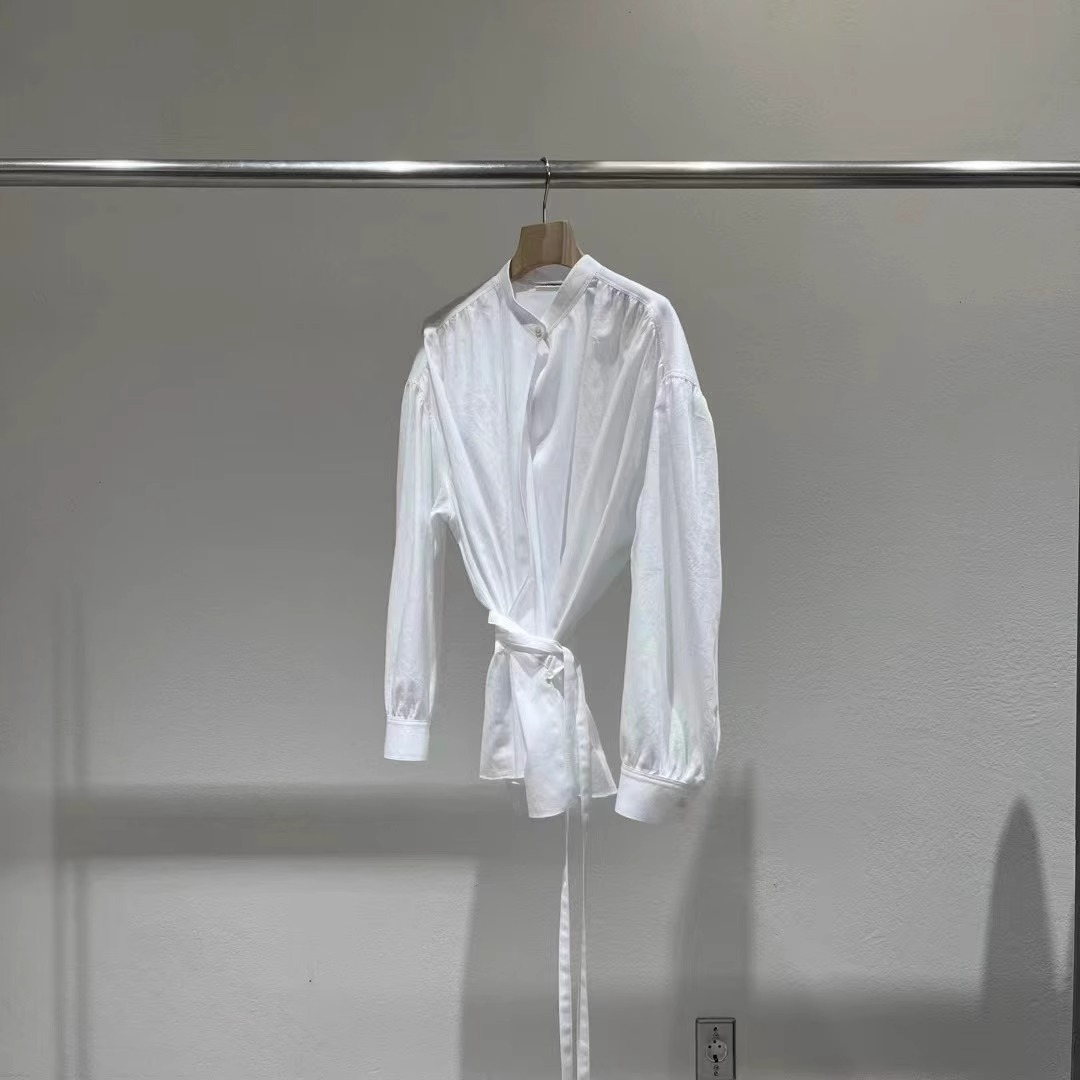 现货速发statement韩国代购东大门女25春夏气质系带显瘦长袖衬衫
