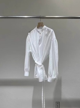 现货速发statement韩国代购东大门女25春夏气质系带显瘦长袖衬衫