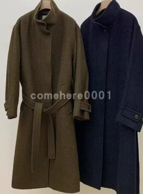 现货速发韩国东大门代购utre2025秋冬新款复古羊驼绒腰带毛呢大衣