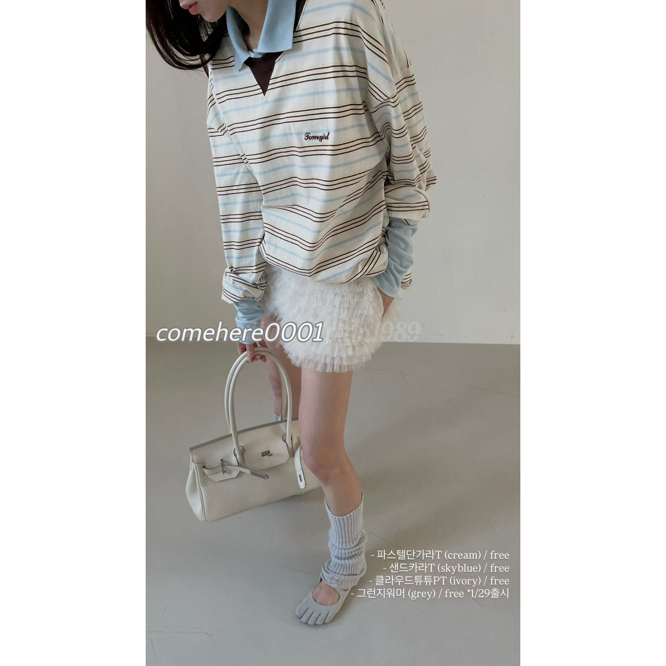 现货速发 韩国东大门代2026春tomgirl女士时尚百搭条纹长袖t恤