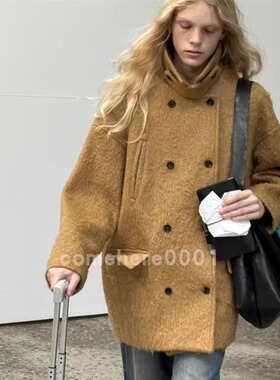 现货速发韩国东大门代购Londonflat2025秋冬新款双排扣毛呢外套