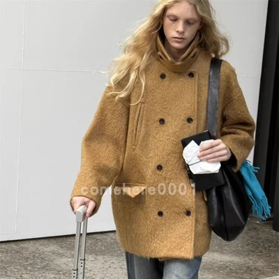 现货速发韩国东大门代购Londonflat2025秋冬新款双排扣毛呢外套