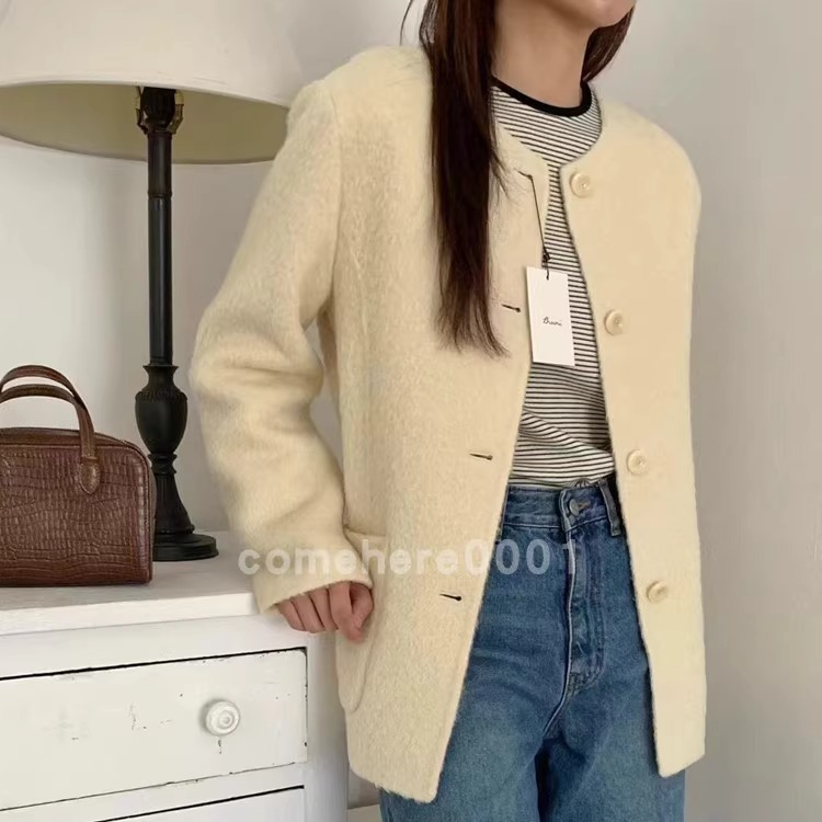 现货速发韩国东大门代购Bruni2025冬季新款高级羊驼毛大衣短外套