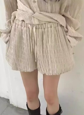 现货速发韩国东大门代购pado2025夏季新款阔腿显瘦花苞休闲短裤