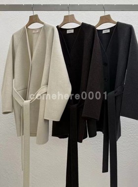 现货速发韩国东大门代购statement2025冬季新款气质V领毛呢外套