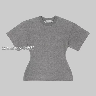 现货速发 韩国东大门 EITHER 2025秋新款纯色圆领收腰短袖T恤0908