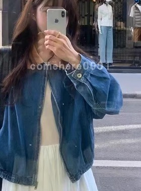 现货速发韩国东大门代购objet2025秋季新款灯芯绒领时尚牛仔外套