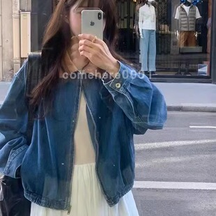 现货速发韩国东大门代购objet2025秋季新款灯芯绒领时尚牛仔外套