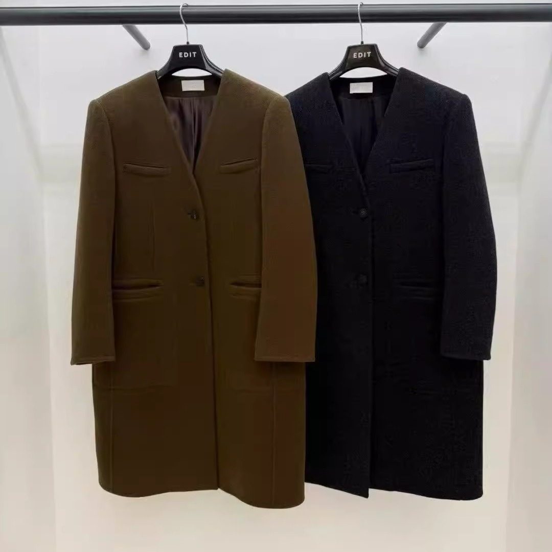 韩国东大门代购edit2025秋季新款单排扣设计中长款大衣