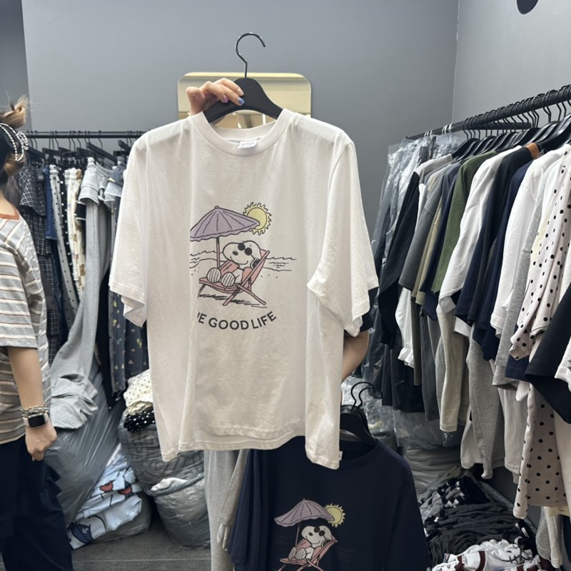 现货速发韩国东大门代购CREDITO2025夏季新款史卢比印花短袖T恤