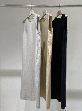 现货速发韩国东大门代购statement2025夏季新款亚麻背心连衣裙