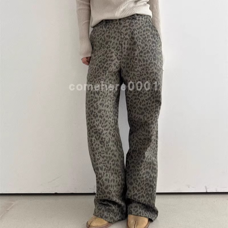 现货速发韩国东大门代购OLI SEOUL2025秋季新款高腰豹纹休闲裤