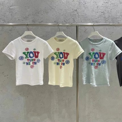 现货速发韩国东大门代购6pence2025夏季新款彩色字母印花T恤女