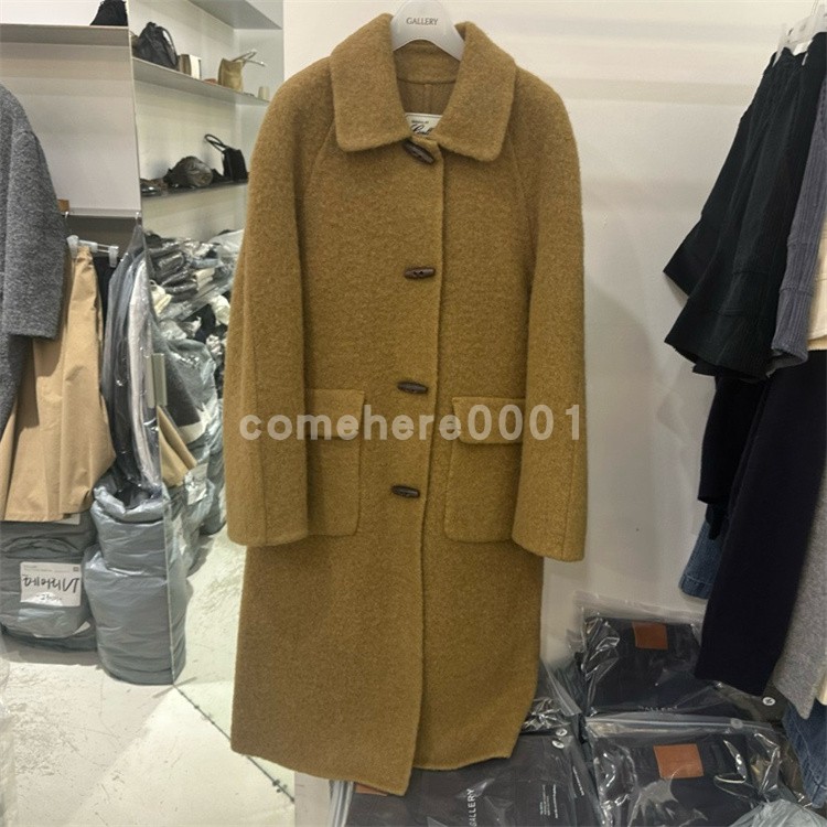 现货速发韩国东大门代购gallery2025秋冬新款翻领牛角扣羊毛大衣