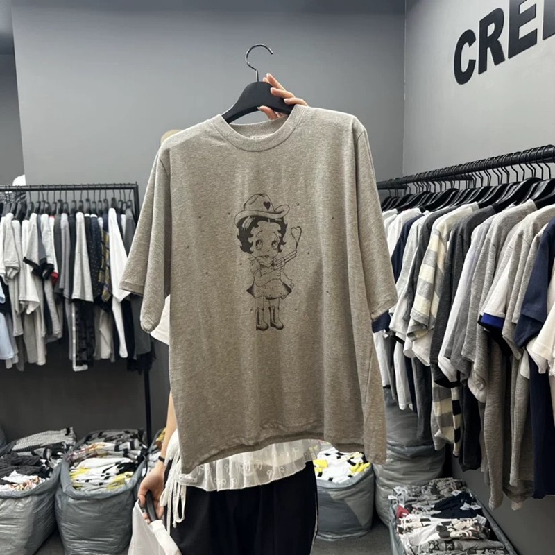 现货速发韩国东大门代购CREDITO2025夏季新款卡通牛仔贝蒂短袖T恤