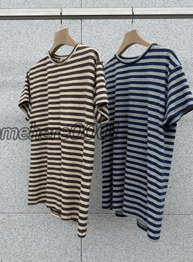 现速发韩国东大门代购at the bagel2026春夏新款撞色条纹短袖T恤