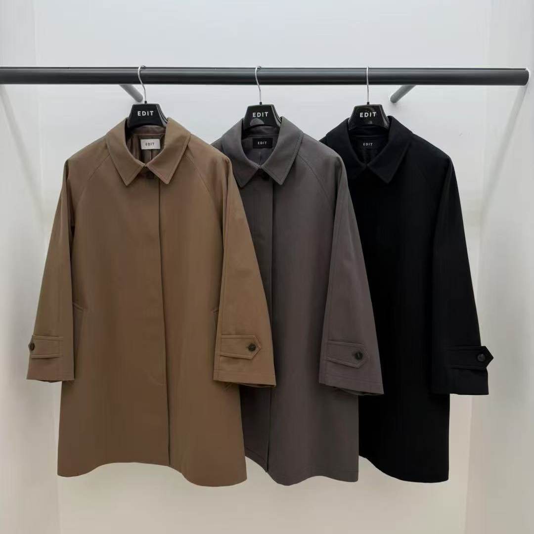 韩国东大门代购edit2025秋季新款气质翻领单排扣设计感中长款风衣