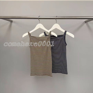现速发韩国东大门代购 日常百搭撞色条纹吊带 water2026春夏新款