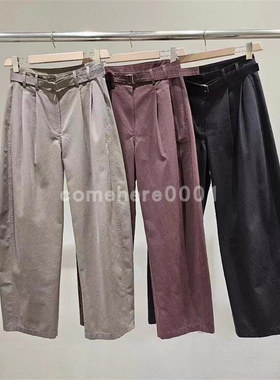 现货速发韩国东大门代购statement2025秋季新款含腰带压褶休闲裤
