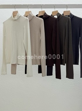 现货速发韩国东大门代购statement2025秋季新款纯色高领打底上衣