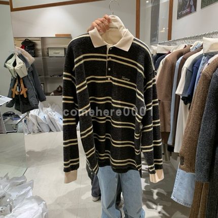 现货速发韩国东大门代购tempting2025秋冬新款Polo翻领条纹上衣