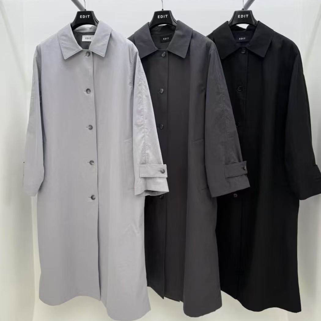 韩国东大门代购edit2025秋季新款气质时尚单排扣中长款风衣外套