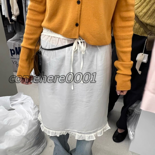 现速发韩国东大门代购 高腰系带褶皱花边半裙 breathe2026春夏新款