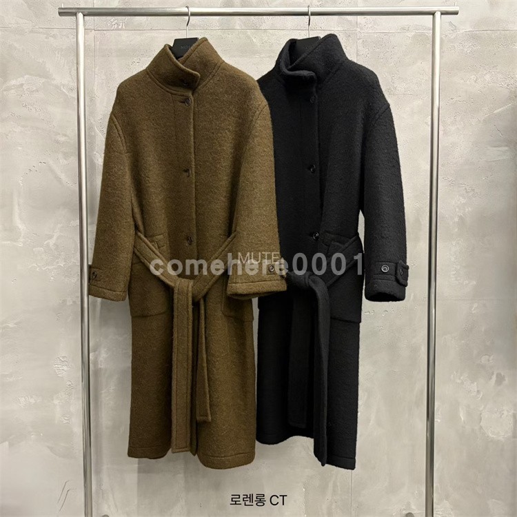 现货速发韩国东大门代购mute2025秋冬新款复古立领系腰带长款大衣