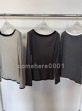 现货速发韩国东大门代购tempting2025秋季新款条纹修身长袖T恤