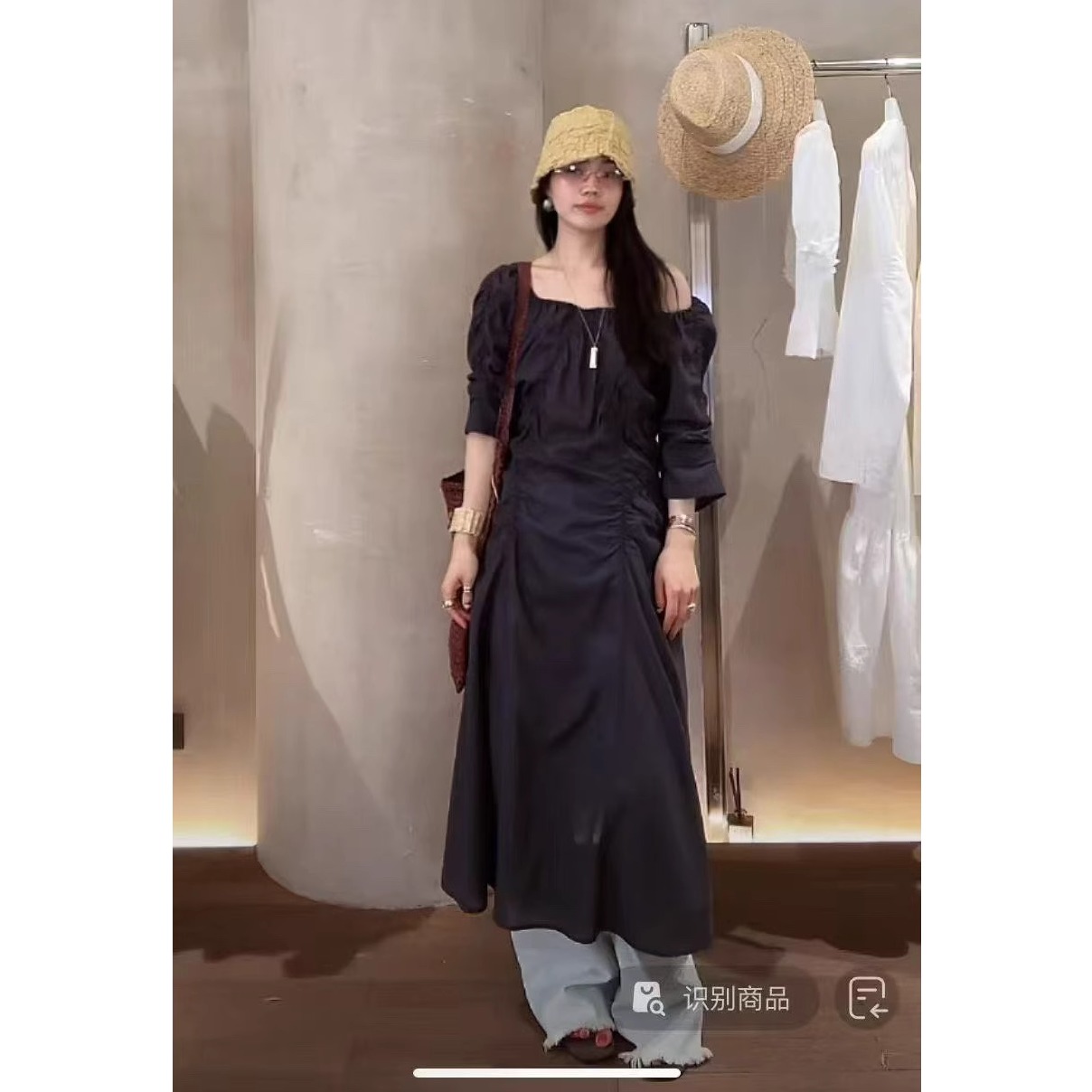 现货速发韩国东大门代购statement2025夏季新款褶皱短袖连衣裙