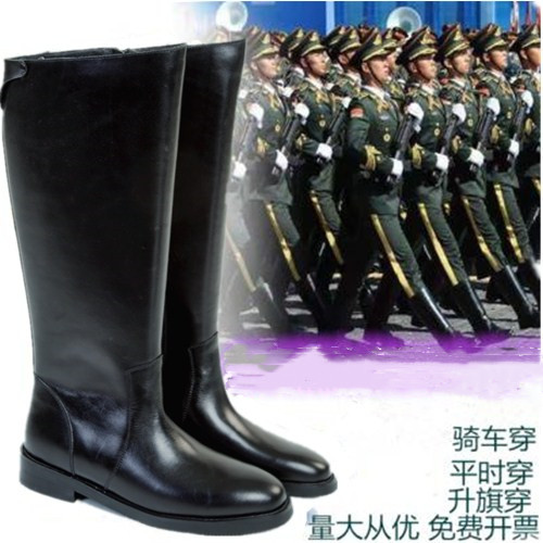 马靴男仪仗队马靴女春秋长筒拉链升旗靴真皮马术高筒靴男士过膝靴