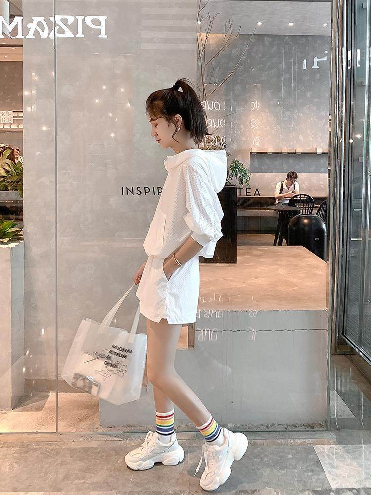 夏装2023新款学院风休闲时尚套装女洋气减龄卫衣+短裤运动两件套