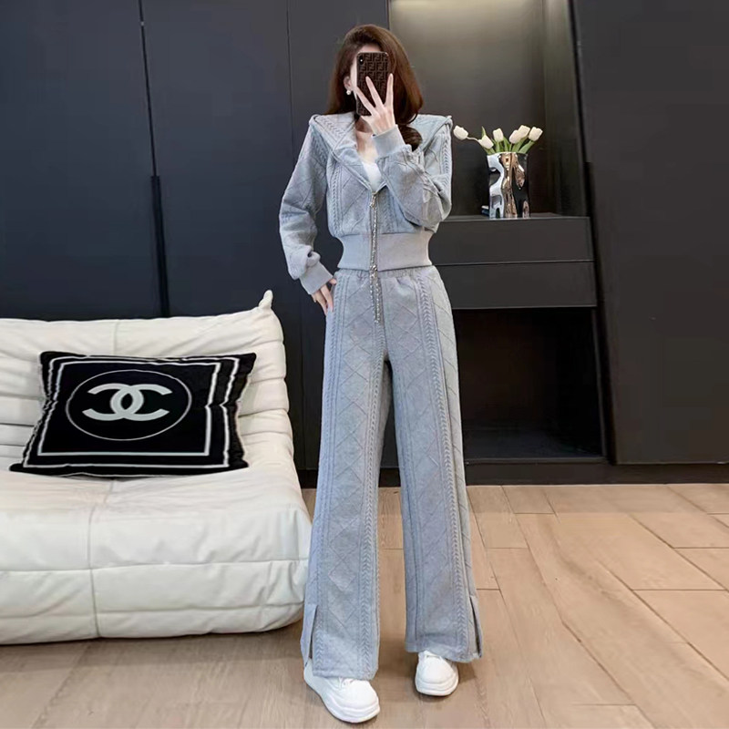 小香风显瘦气质套装女小个阔腿裤