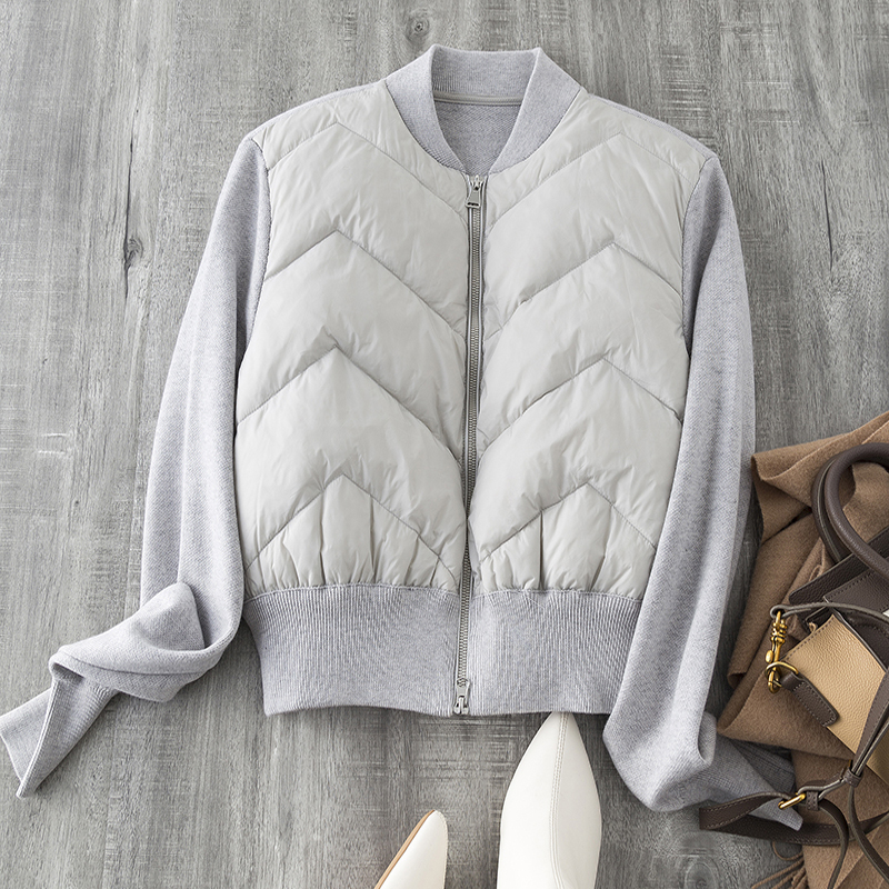 90%白鹅绒美丽奴羊毛拼接羽绒服
