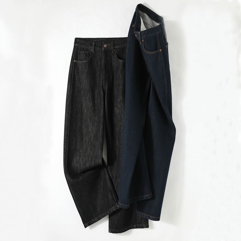 一键修腿神器! 王炸立裁解构舒适磨毛加绒加厚直筒裤阔腿牛仔裤女