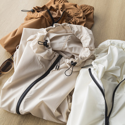 山系防晒服UPF50+防紫外线连帽外套轻薄凉感透气防晒衣工装冲锋衣