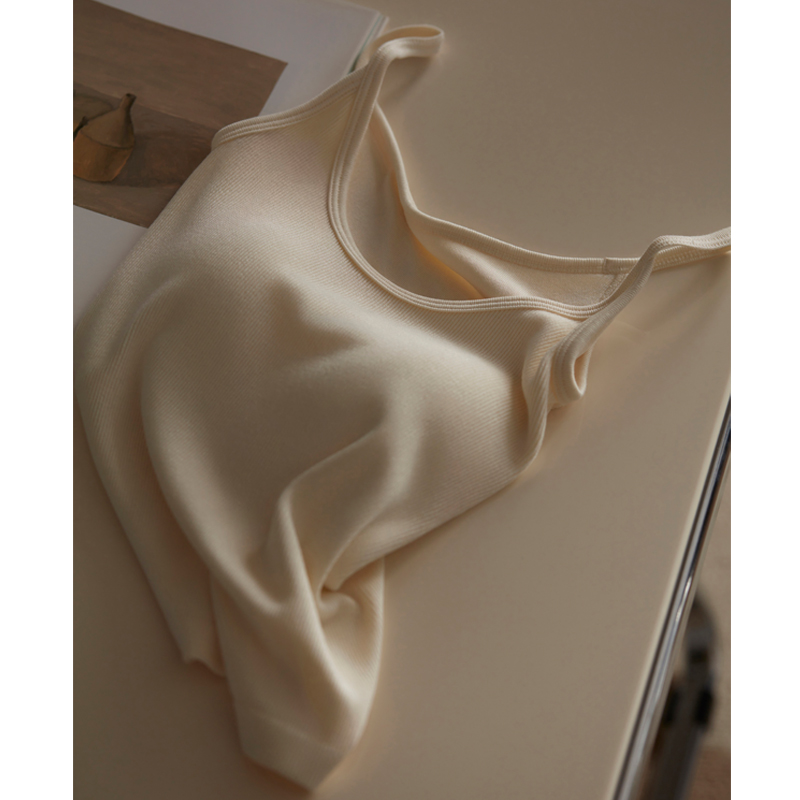 一体式打底背心螺纹带胸垫吊带