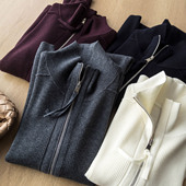 高端好货立领双开拉链针织开衫 短外套气质百搭显瘦羊毛打底上衣潮